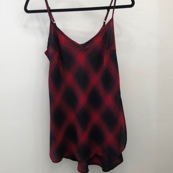 Wet Seal Black and Red Plaid Flowy Top Size Medium - Picture 1 of 9